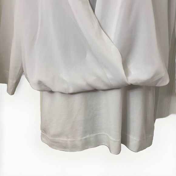 CABI White Indulge Peplum Waist Medium Overlay Blouse Top 3/4 Sleeve Office Work - Picture 5 of 10